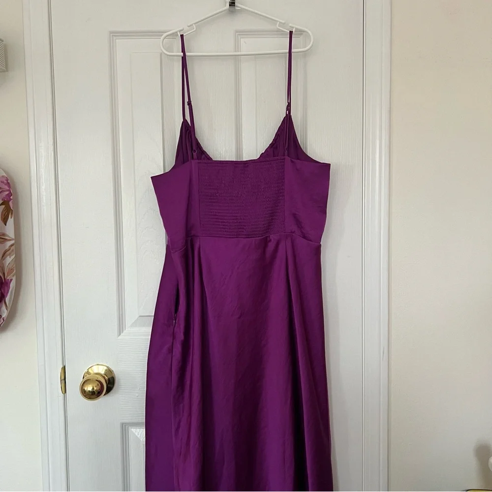 Purple Satin Slip Dress with Spaghetti Straps - Picture 5 of 6